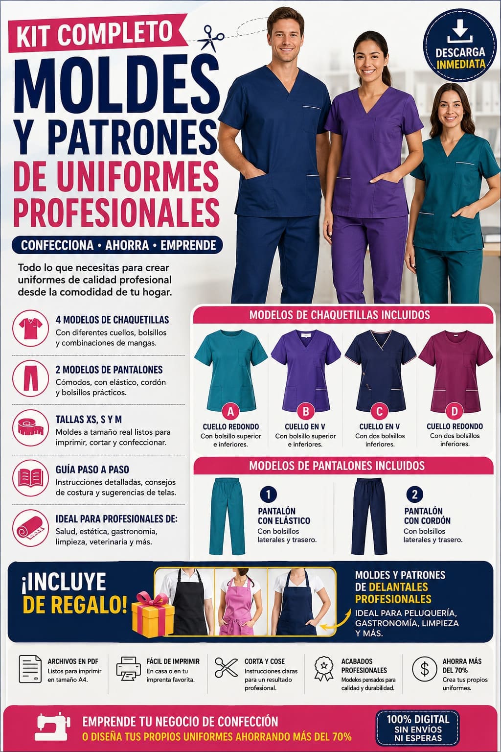 Kit Moldes Y Patrones De Uniformes Profesionales - Imagen 3