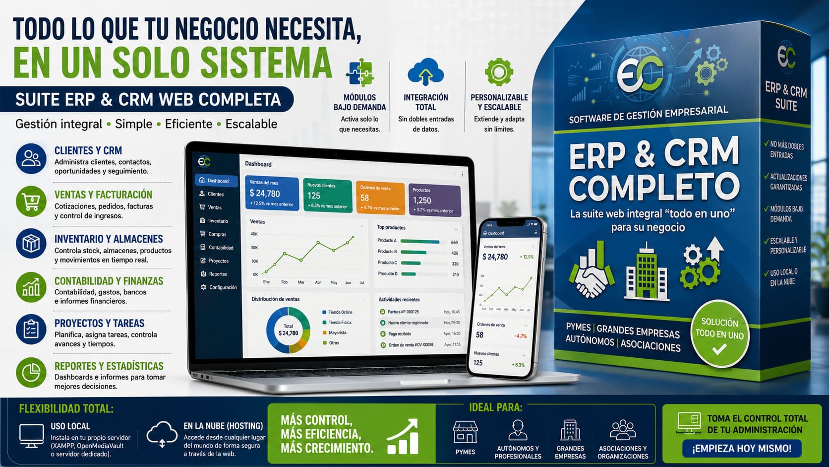 Sistema ERP y CRM Web Completo para PYMES y Autónomos - Gestión Empresarial Integral - Imagen 2