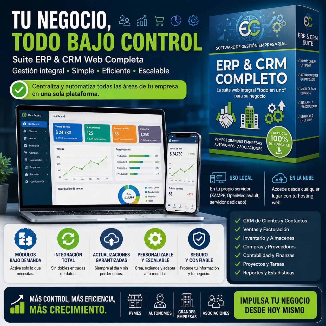 Sistema ERP y CRM Web Completo para PYMES y Autónomos - Gestión Empresarial Integral - Imagen 3