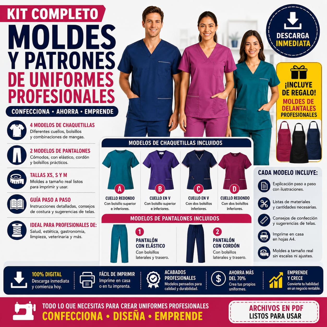 Kit Moldes Y Patrones De Uniformes Profesionales - Imagen 2