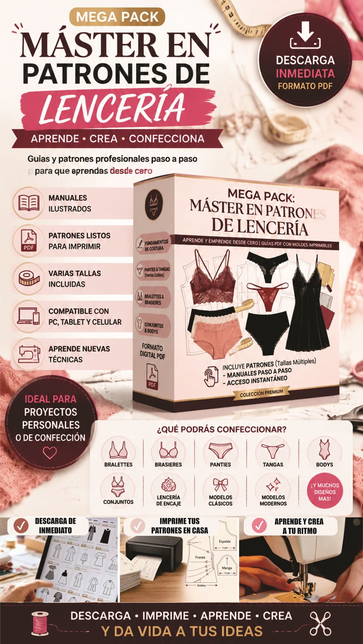 Mega Pack Máster en Patrones de Lencería PDF - Imagen 3