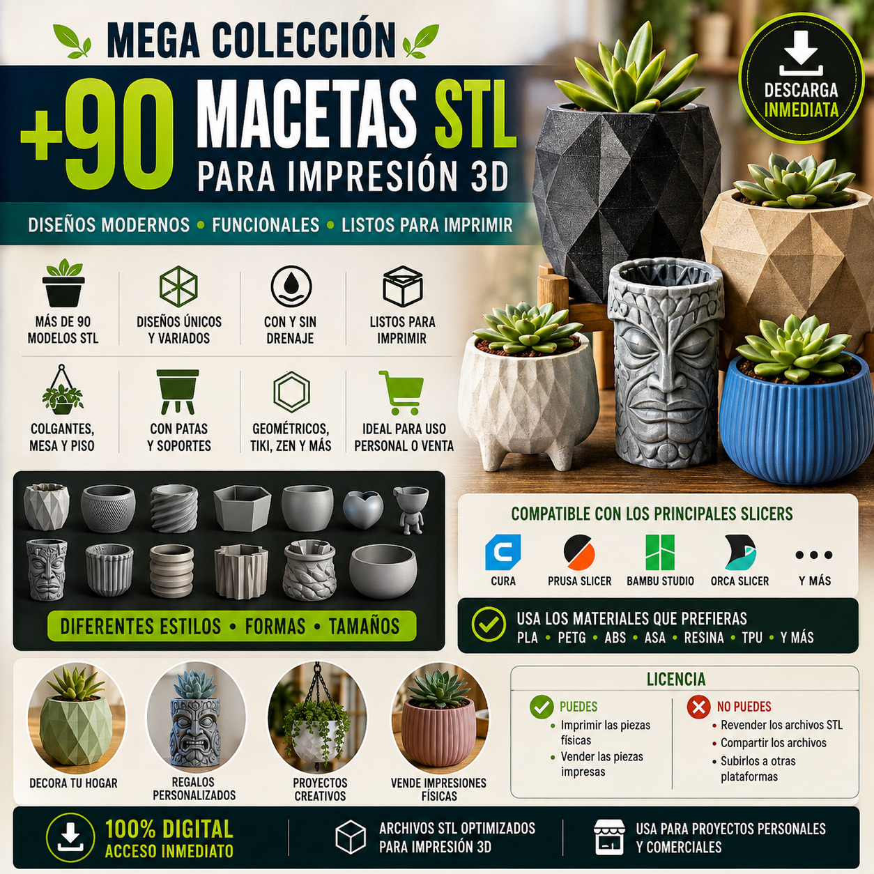 Mega Pack de Macetas STL | Más de 90 Modelos para Impresión 3D - Imagen 3
