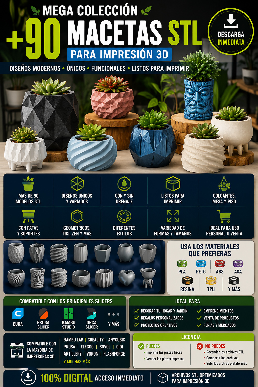 Mega Pack de Macetas STL | Más de 90 Modelos para Impresión 3D - Imagen 4